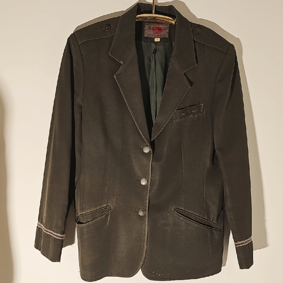 Vintage BILL HAIRE Classic Olive Green Women's BlazerEastern Airline 14 - Picture 1 of 13